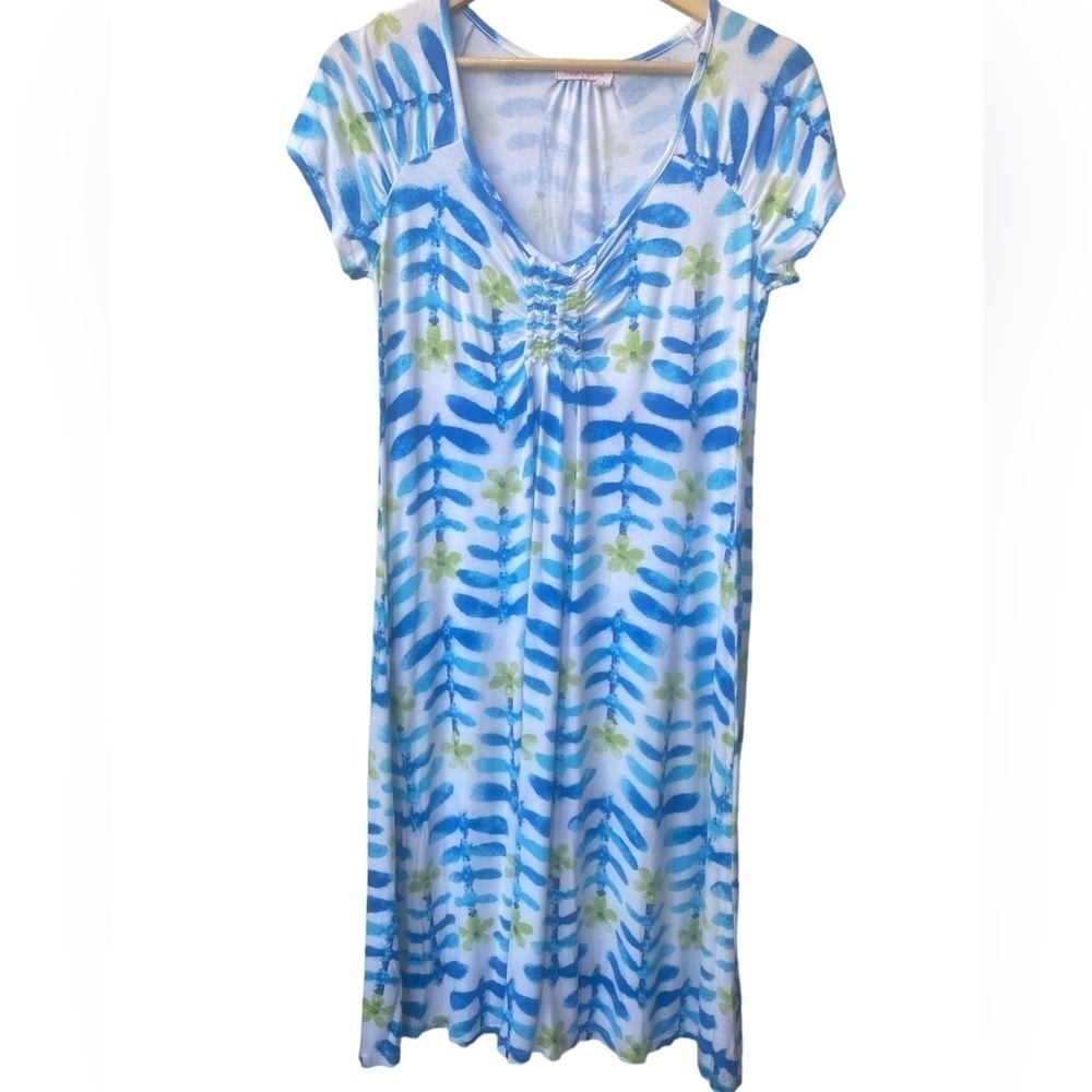 Fresh Produce Dress Small‎ Floral Art to Wear Shirt Mini Knee Length Ruched